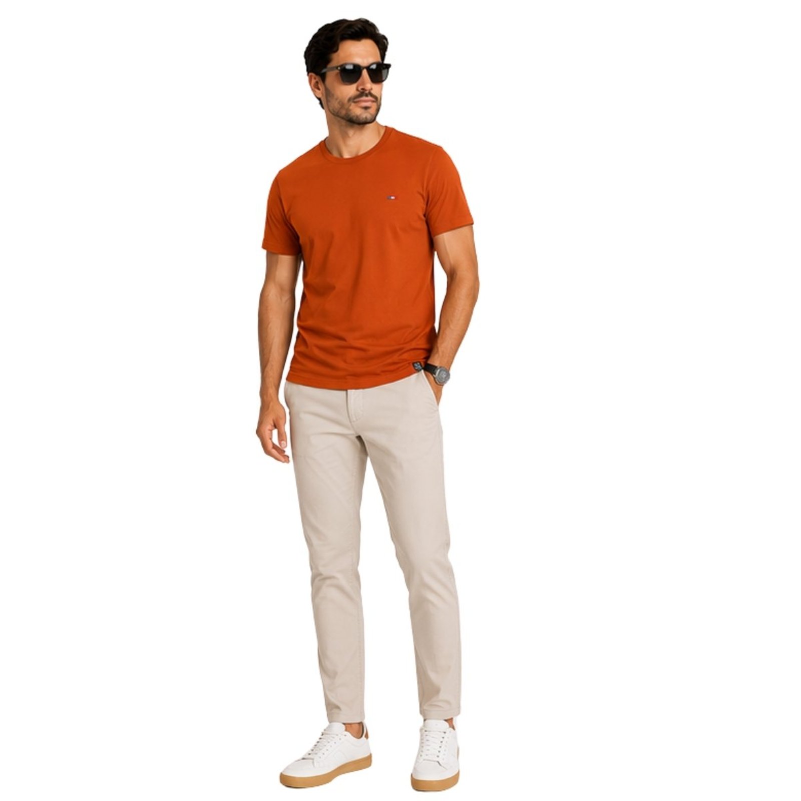 Camiseta Masculina Básica Lisa FMF Conforto Premium Laranja