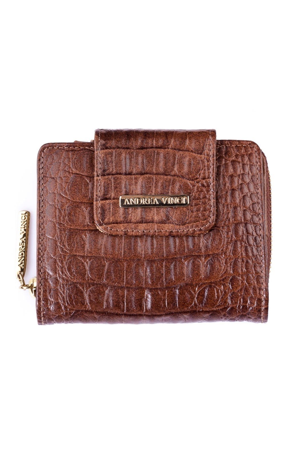 Vista 2 Carteira feminina de couro croco Lolla 10x13cm - Whisky Andrea Vinci vermelho Andrea Vinci vermelho