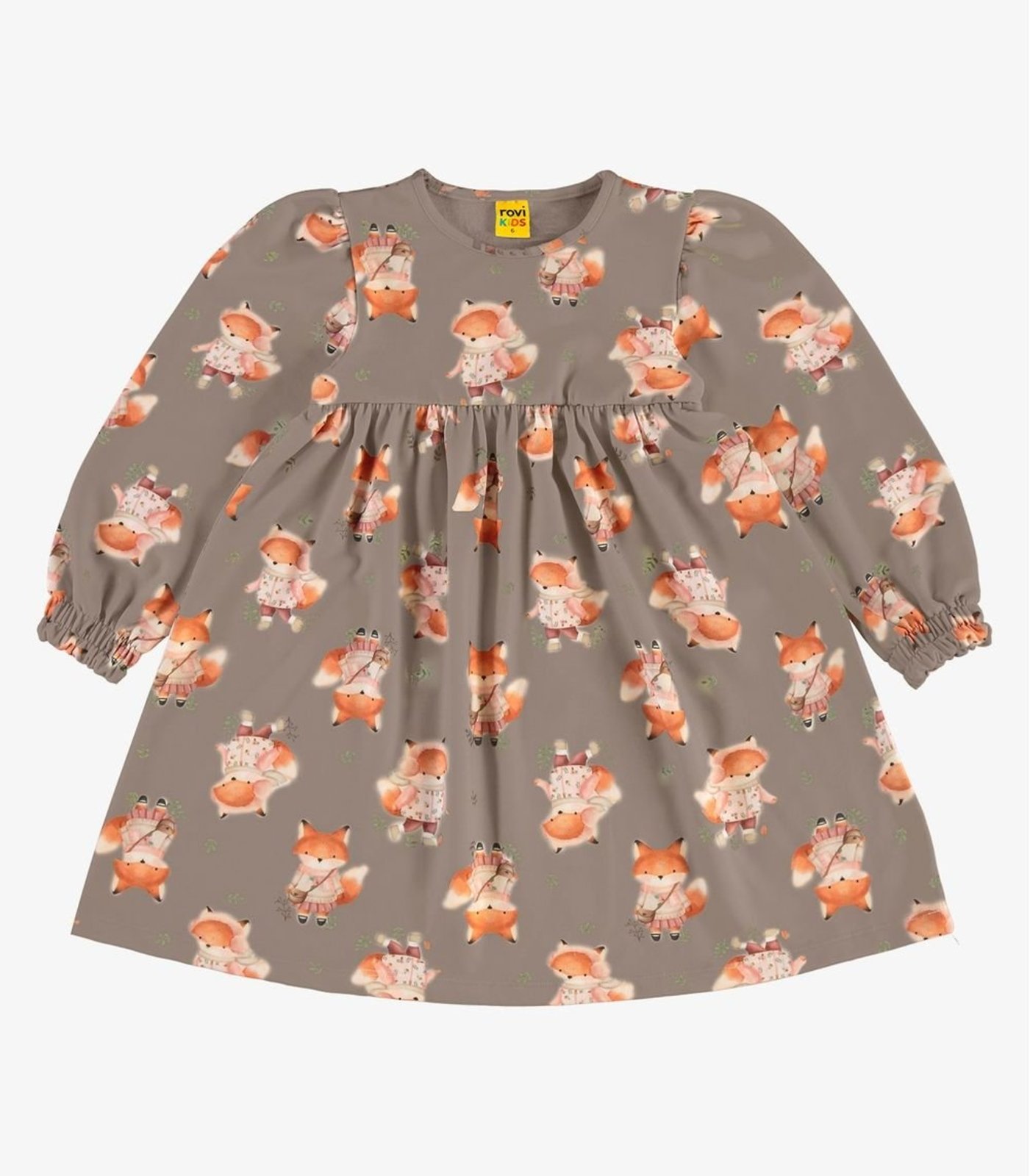 Infantil - Vestido Manga Longa em Malha Soft Touch Rovi Marrom