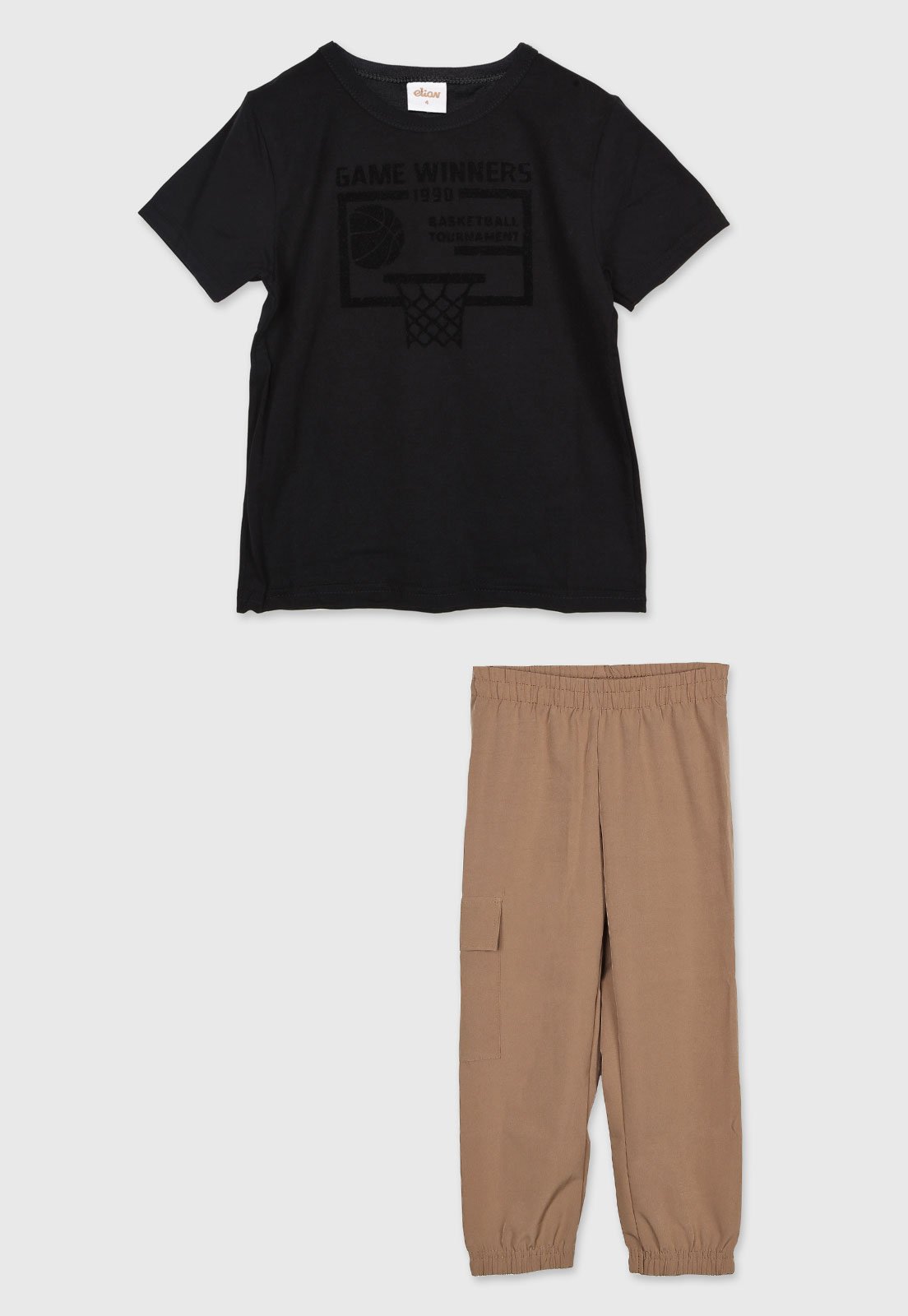 Infantil - Conjunto Elian Estampa Basquete Preto