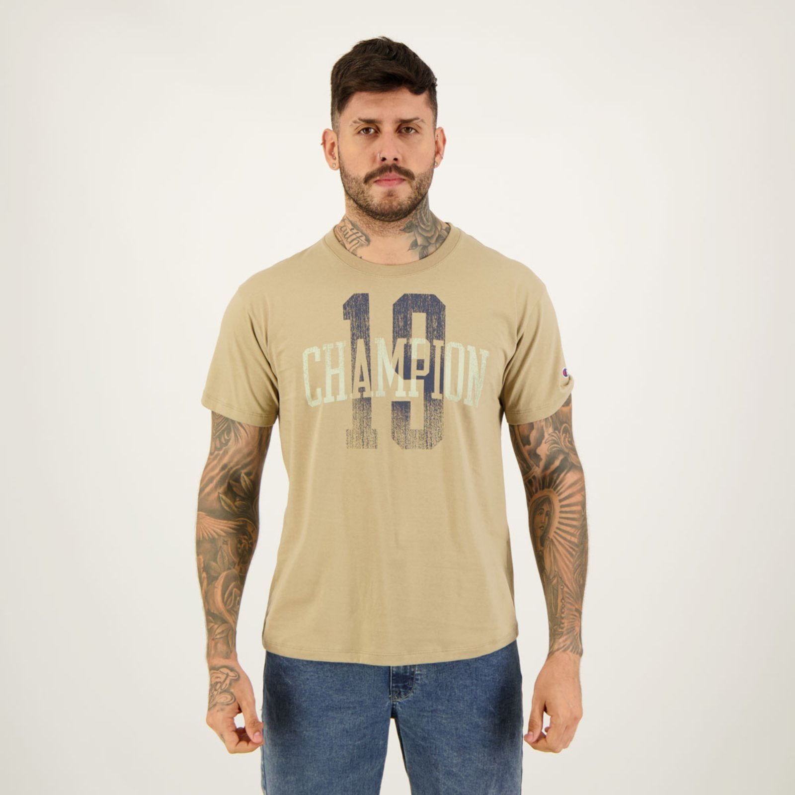Camiseta Champion College 19 Bege