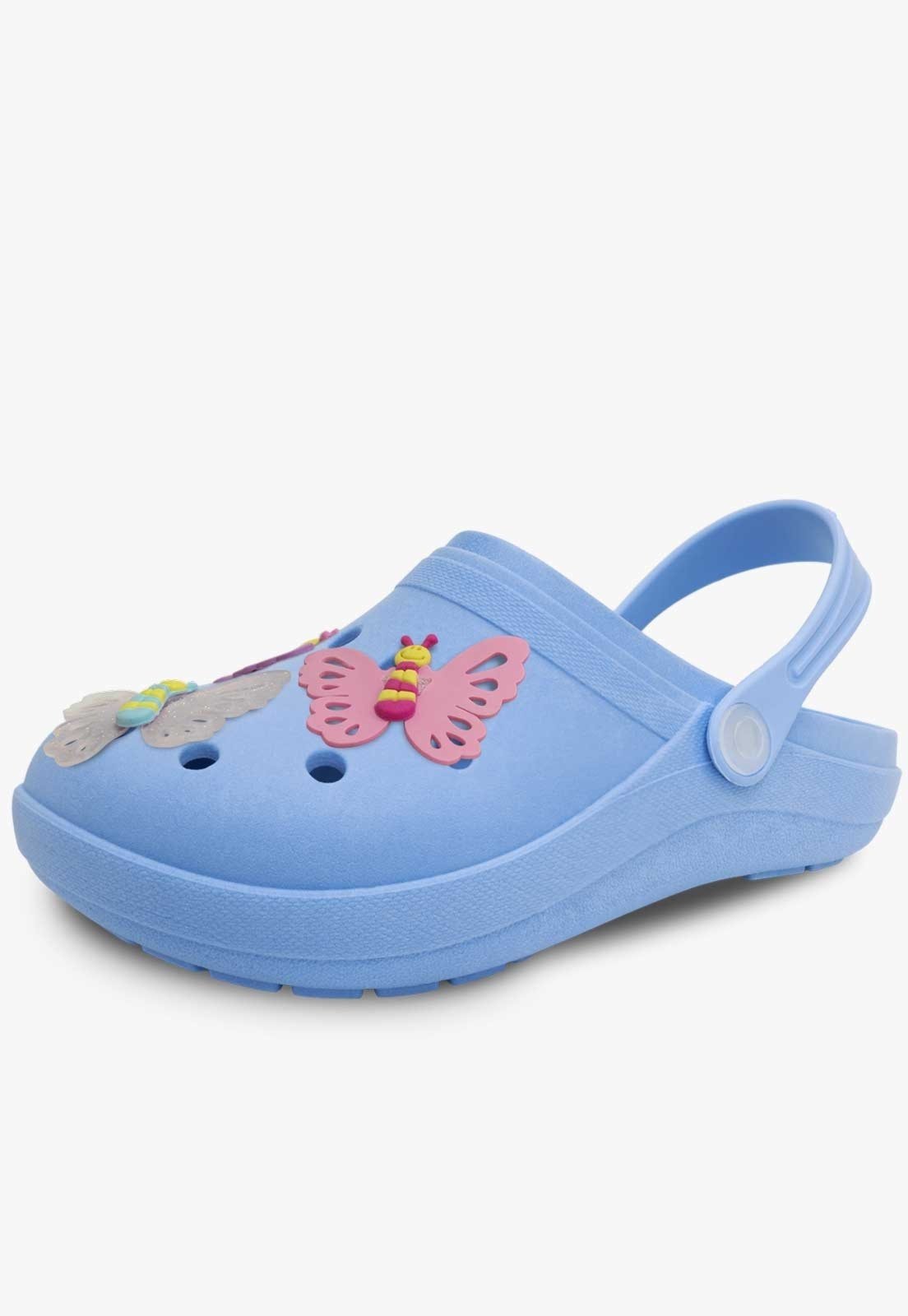 Infantil - Babuche Pópidi Borboletas Menina Sandália Azul