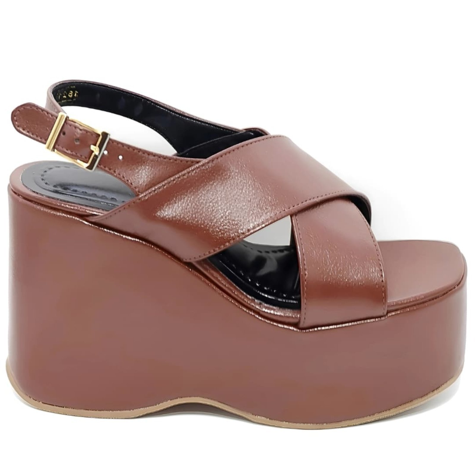 Sandália Feminino Anabela Plataforma 182174 Floter Cacau Flor Da Pele
