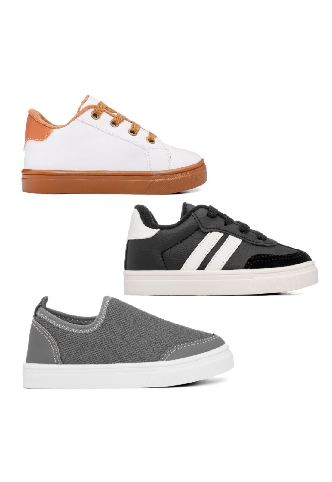 Infantil – Combo Casual Moderno Menino 3 Pares My Funfy 500A Branco