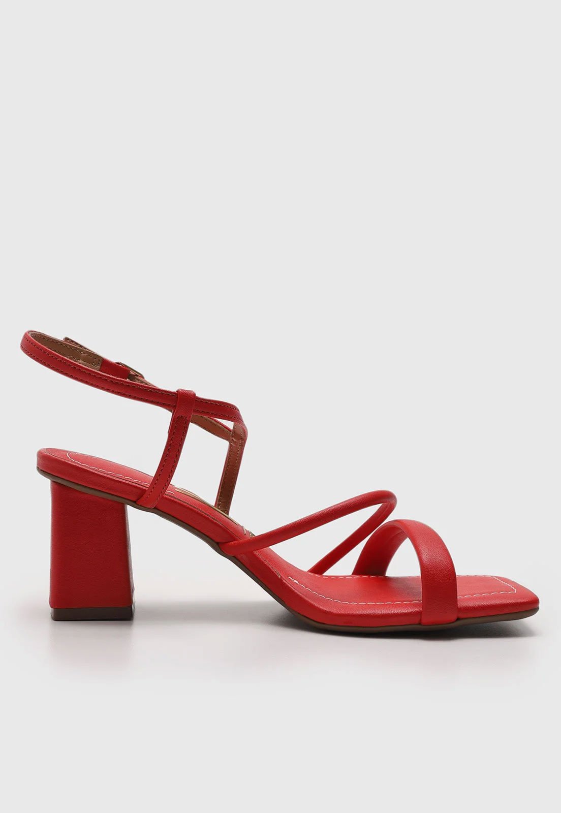 Vista 3 Sandália Feminina Vizzano Salto Bloco Tiras Nó Vermelha vermelho VIZZANO vermelho