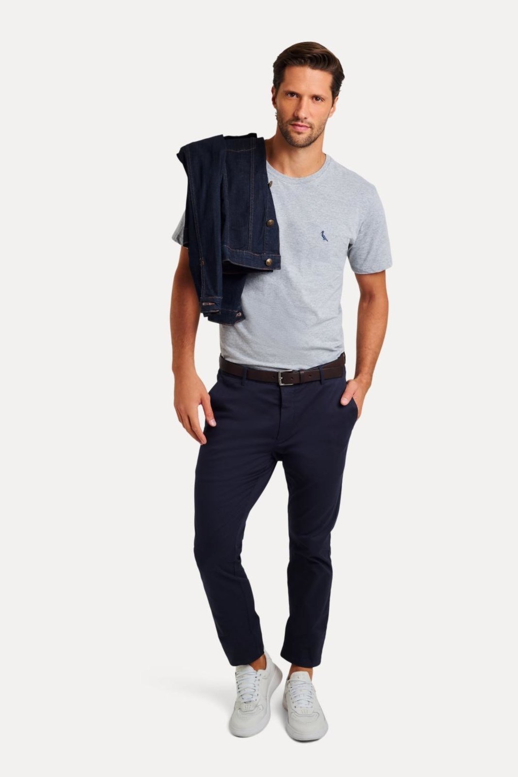 Camiseta Algodão Gota Pica-Pau Bordado Reserva Cinza