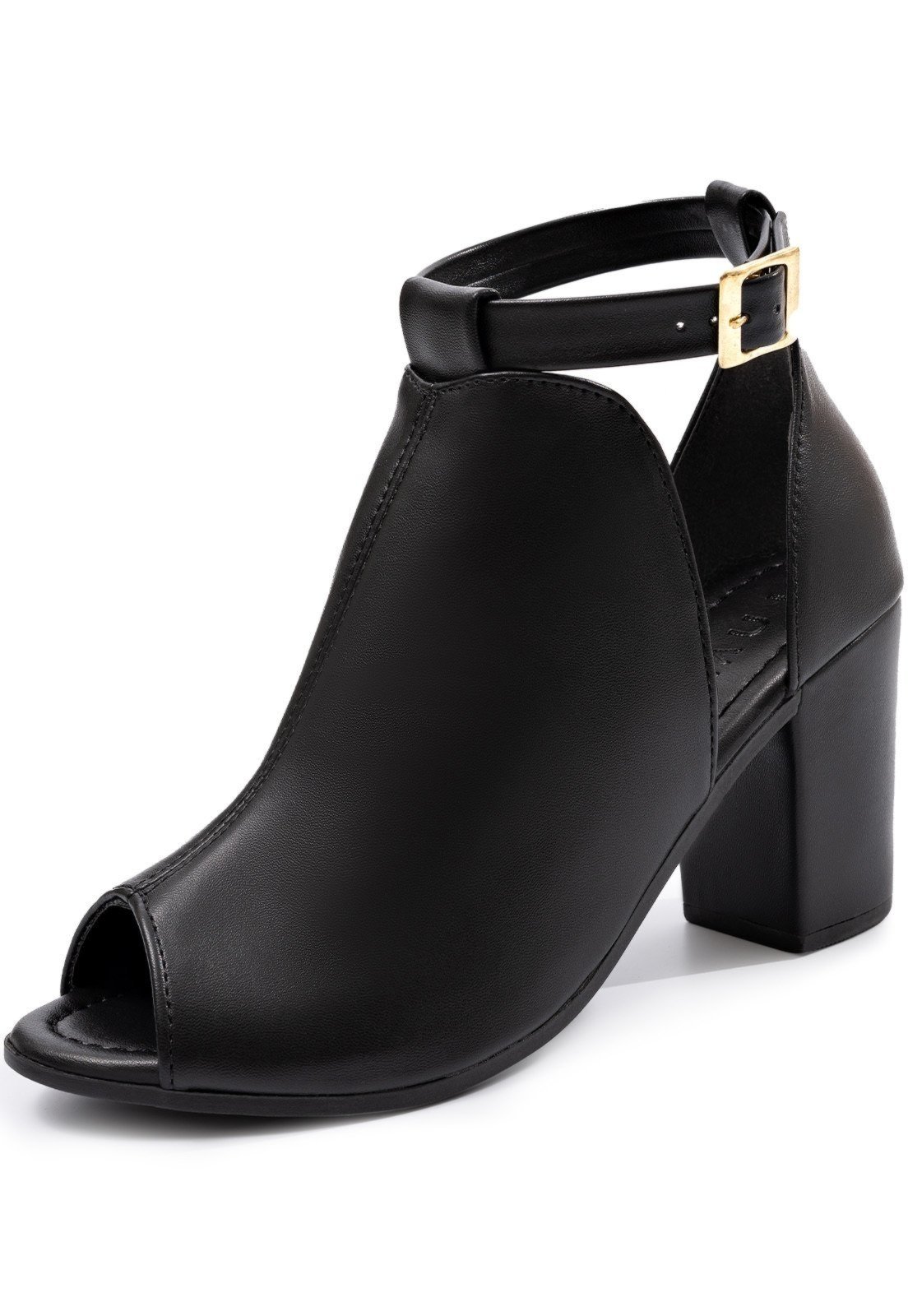 Sandália Ankle Boot Feminina Lumiss Bota Salto Grosso Fechada Confortável Sintético Preto Sandália Ankle Boot Feminina Lumiss Bota Salto Grosso Fechada Confortável Sintético Preto