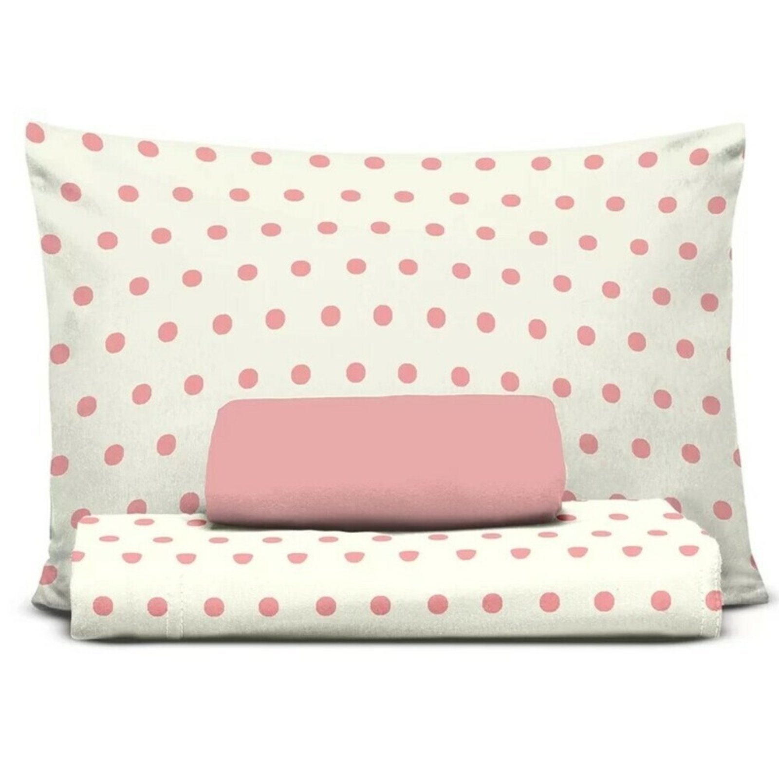 Jogo Cama Casal Malha Soft Algodao Egipcio Poa Rosa