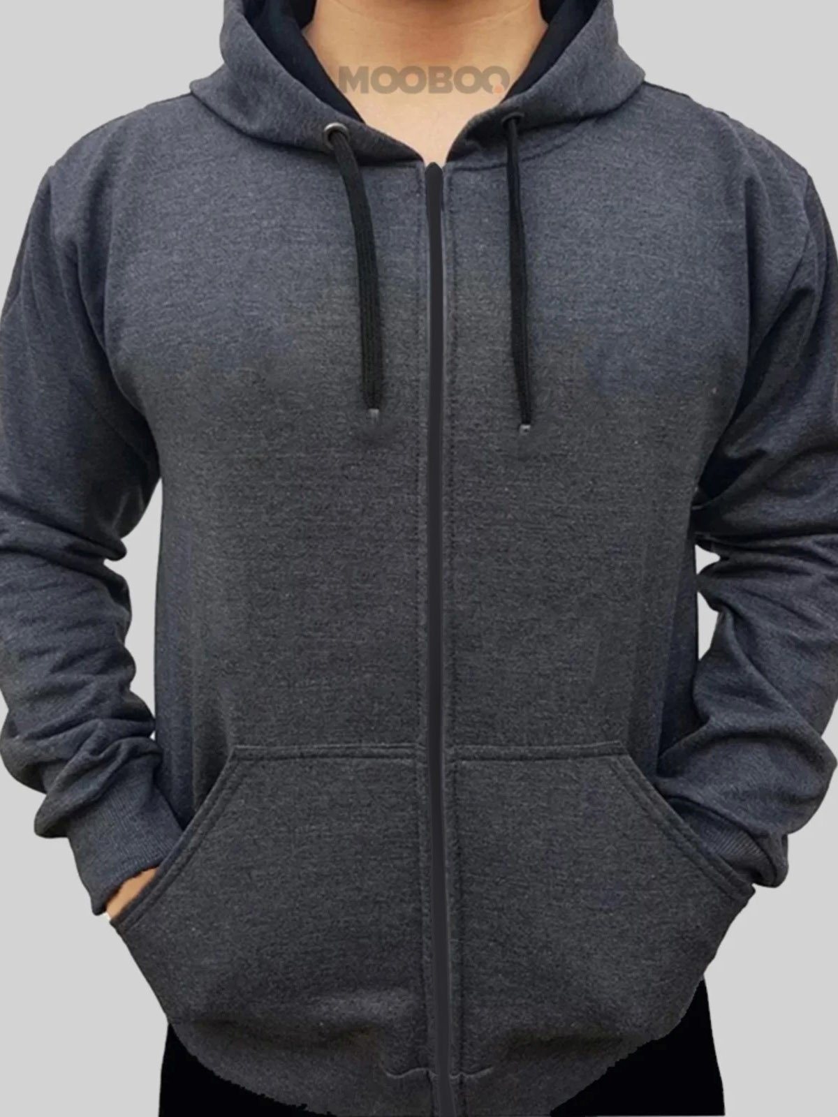 Blusa casaco de frio blusão Moletom aberto de ziper abrir Flanelado Algodão Moleton Liso Masculino Mooboo Cinza escuro grafite chumbo oferta promoção dia dos