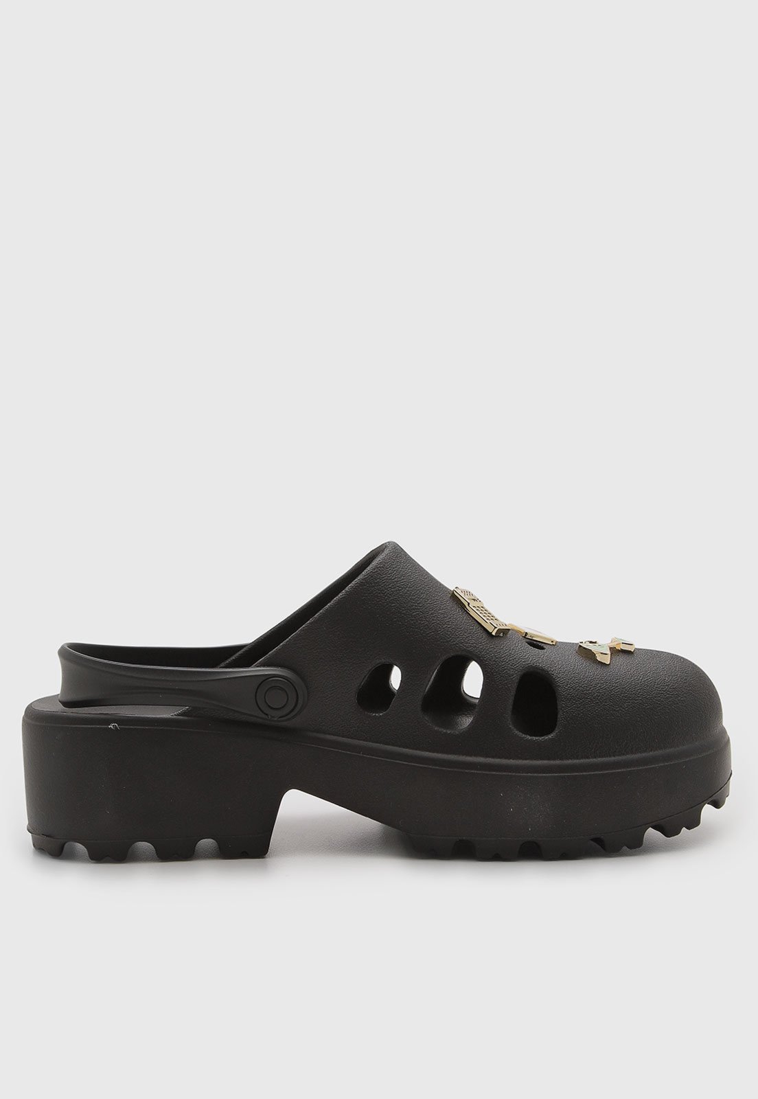 Vista 3 Sandália Feminina Moleca Clog Pins Preta preto MOLECA preto