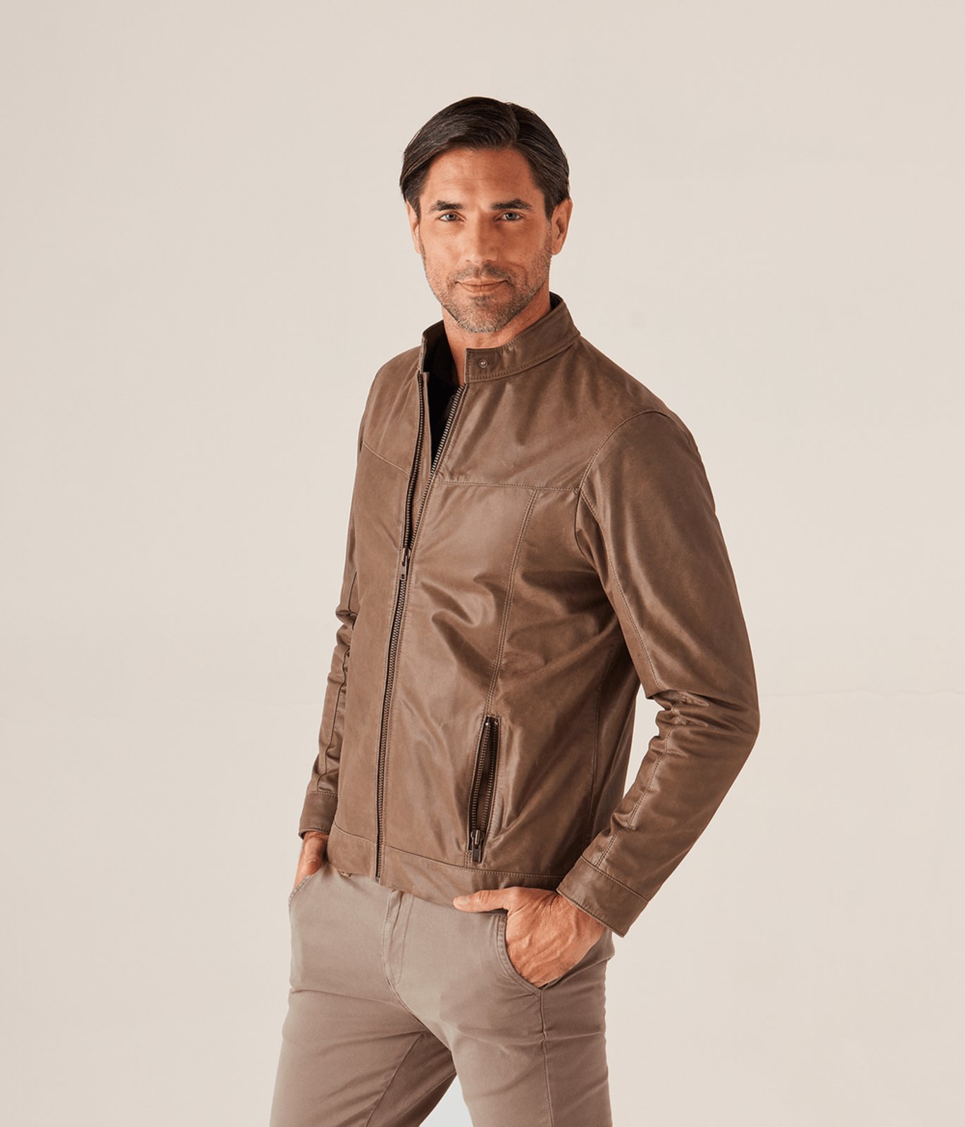 Jaqueta Ziper Frontal Masculina Caramelo