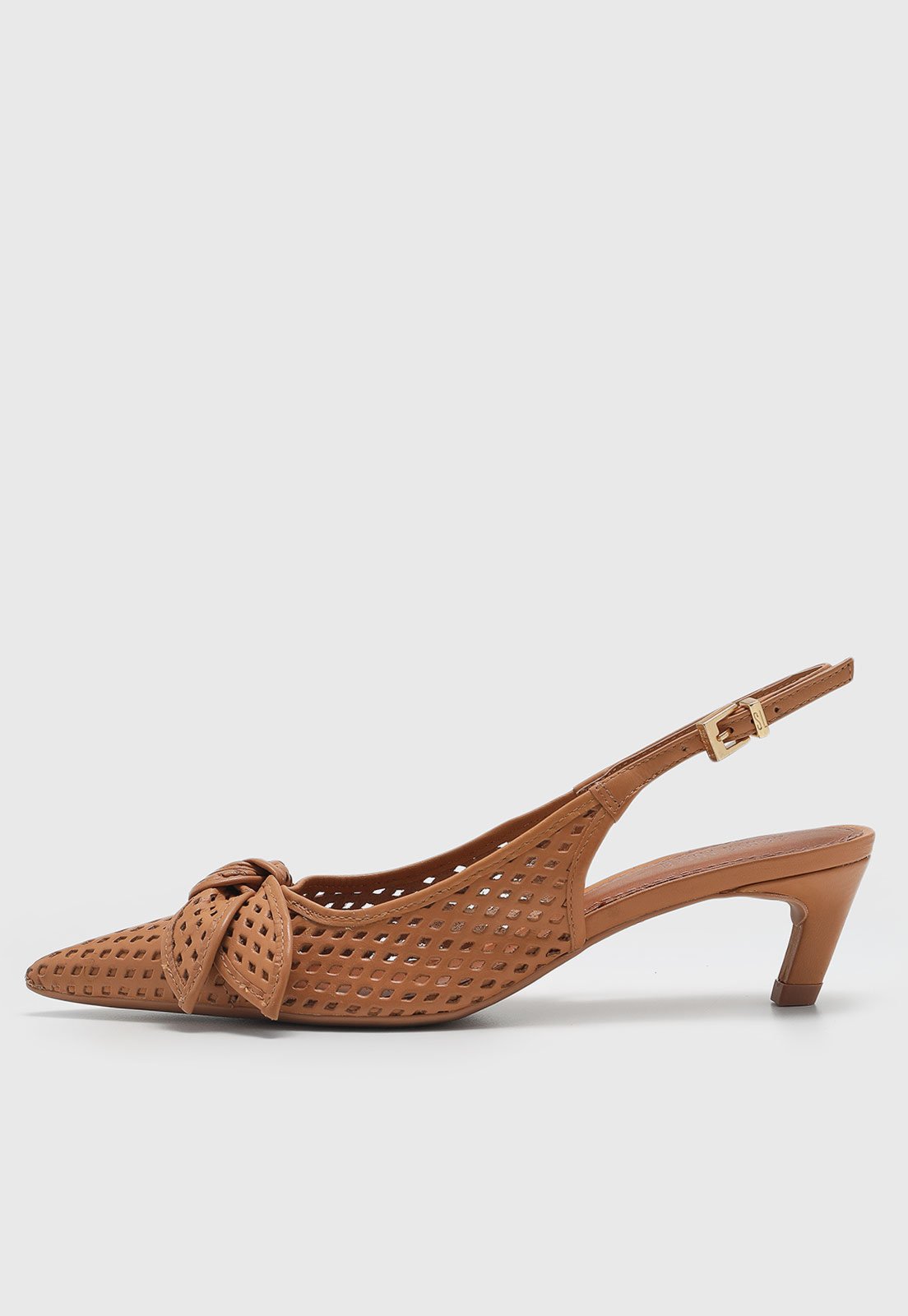 Vista 2 Scarpin Feminino Santa Lolla Recortes Laterais Caramelo marrom Santa Lolla marrom