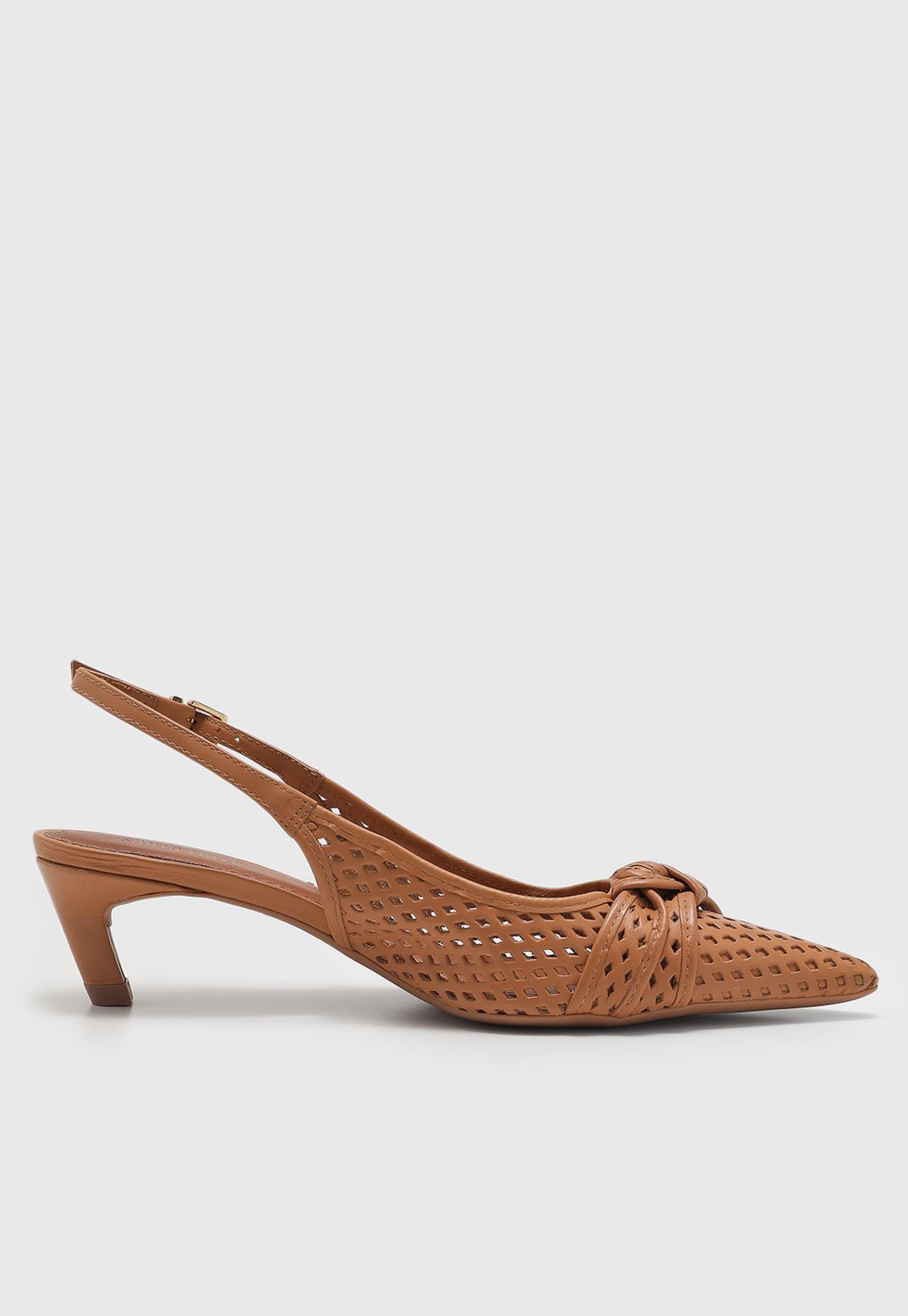 Vista 3 Scarpin Feminino Santa Lolla Recortes Laterais Caramelo marrom Santa Lolla marrom