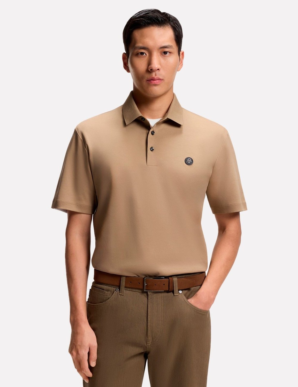 Polo Hugo Boss Masculina Regular Mercerised C-Parris 01 252 Bege