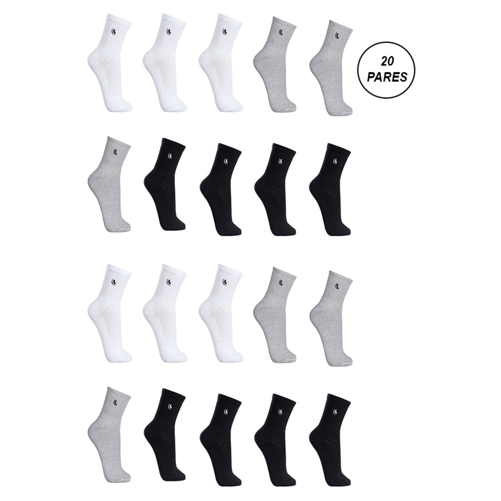 Kit 20 Pares Meias Lupo Cano Médio Sport Sortida