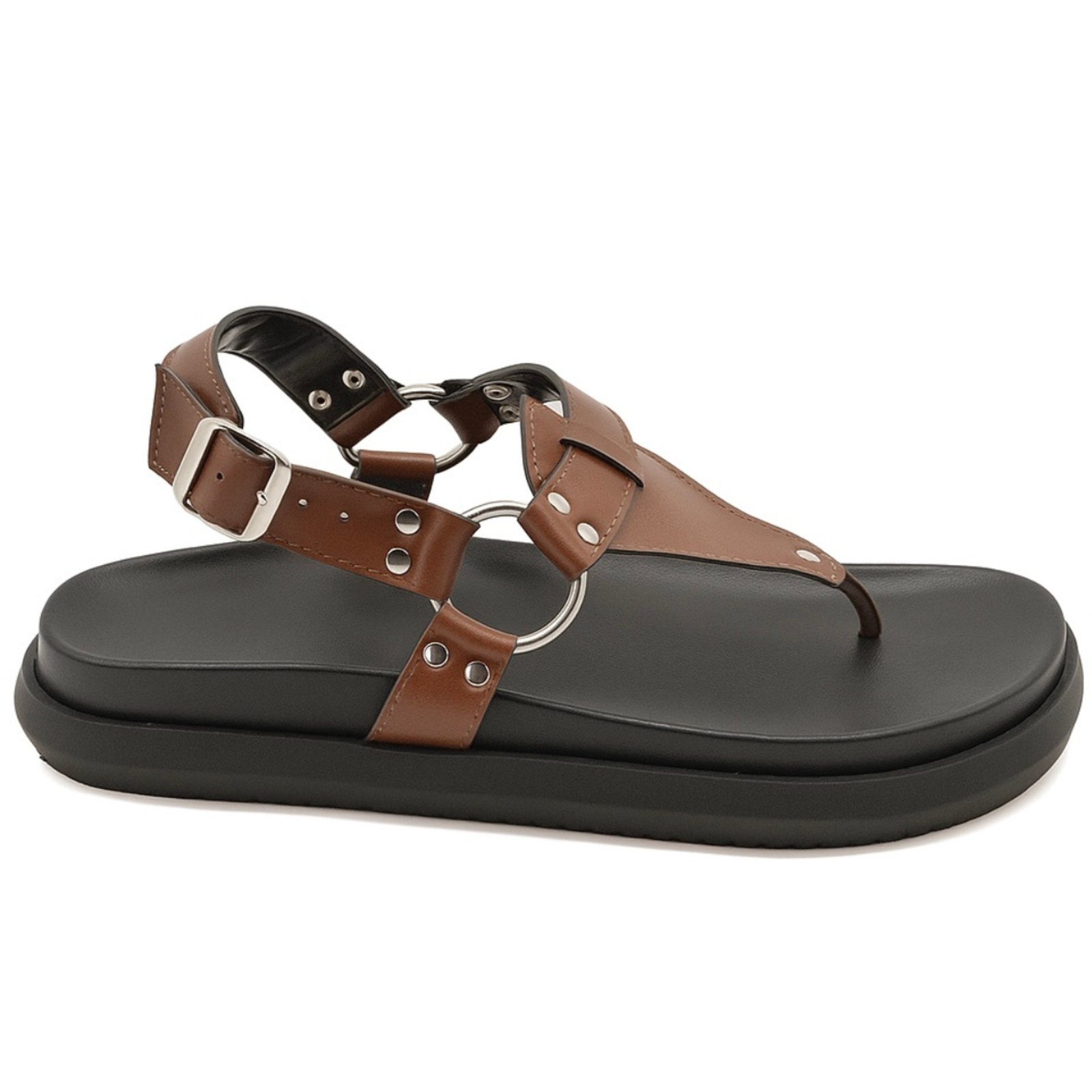 Papete Plataforma Feminina Sandália Flatform Estilo Moderno Cacau 005