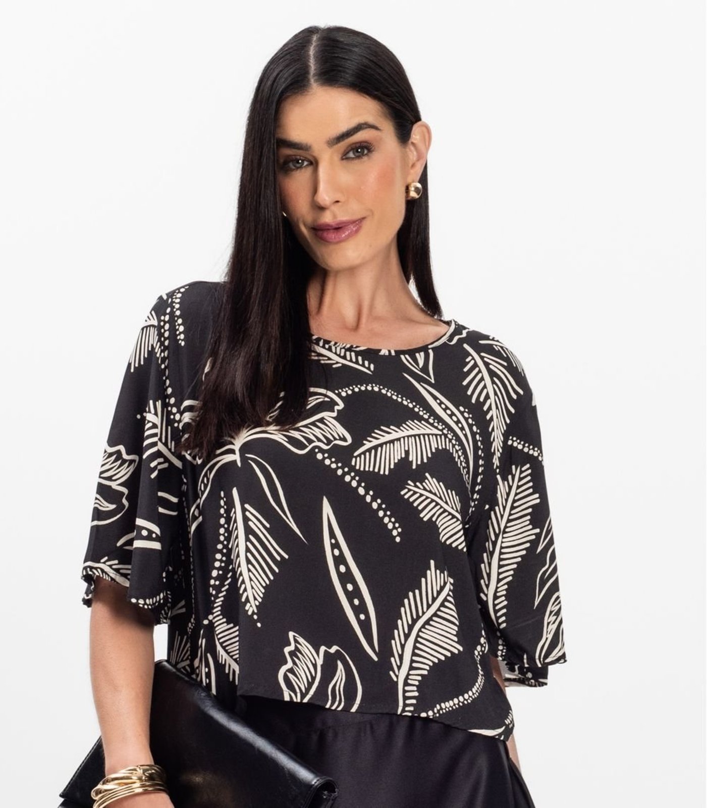 Vista 3 Blusa Feminina em Tecido Infinita Cor Select preto Select preto