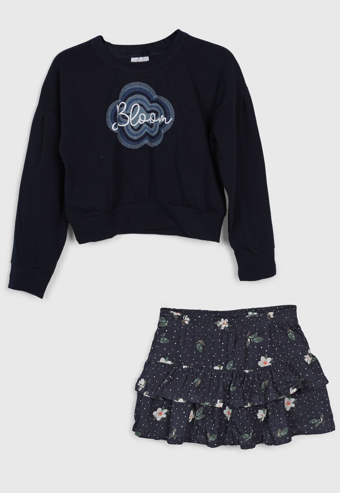 Infantil - Conjunto Elian Estampa Bloom Azul Marinho