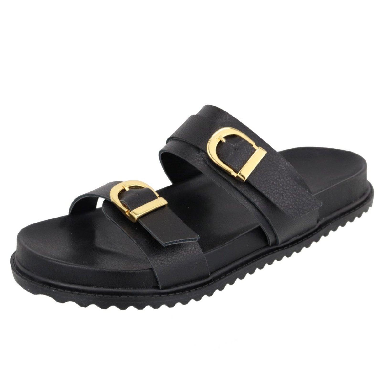 Papete Slide Enfeite Fivela Tendência Verão Agnes Veronez Preto
