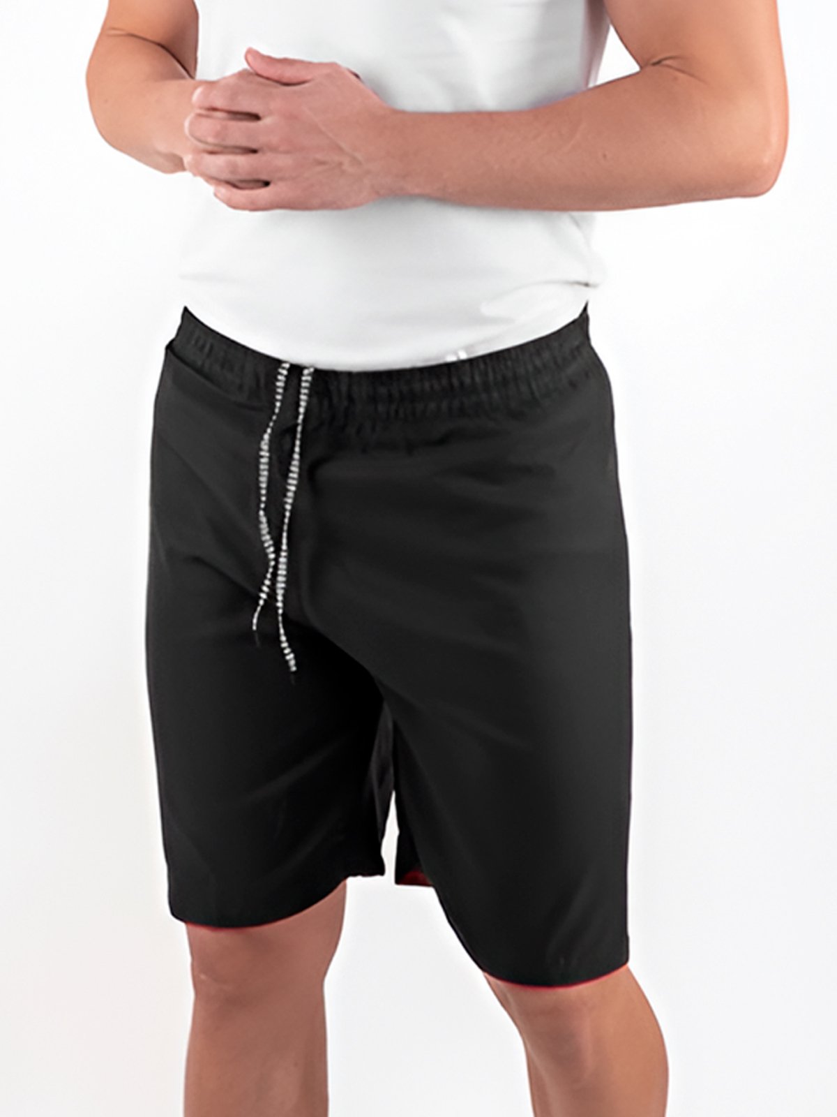 Vista 2 Bermuda Masculina Frent`s Detalhe Na Barra Short Treino Casual Esporte Frent's preto Frent's preto