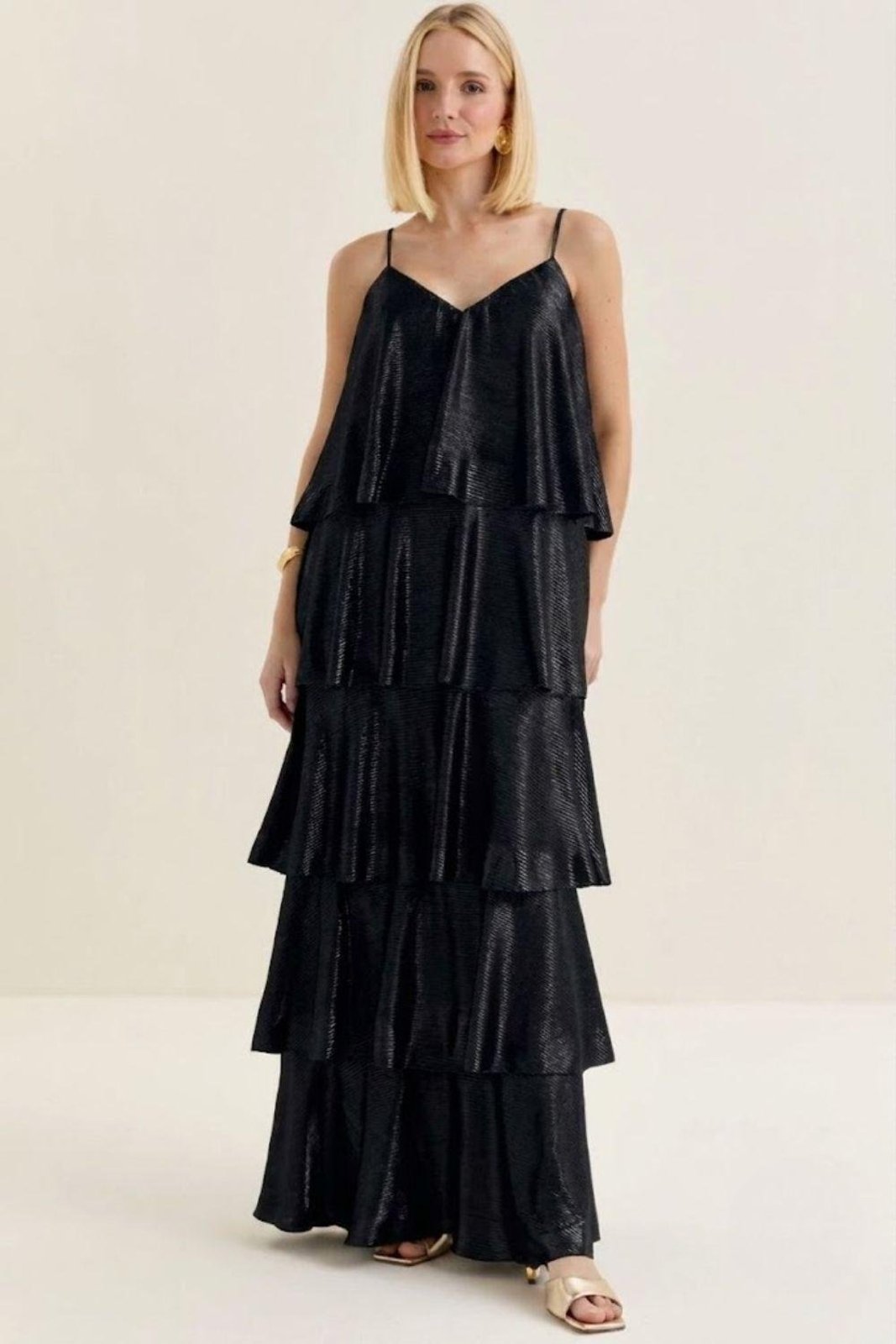 Vestido Com Camadas Sobrepostas Carlota Costa Preto