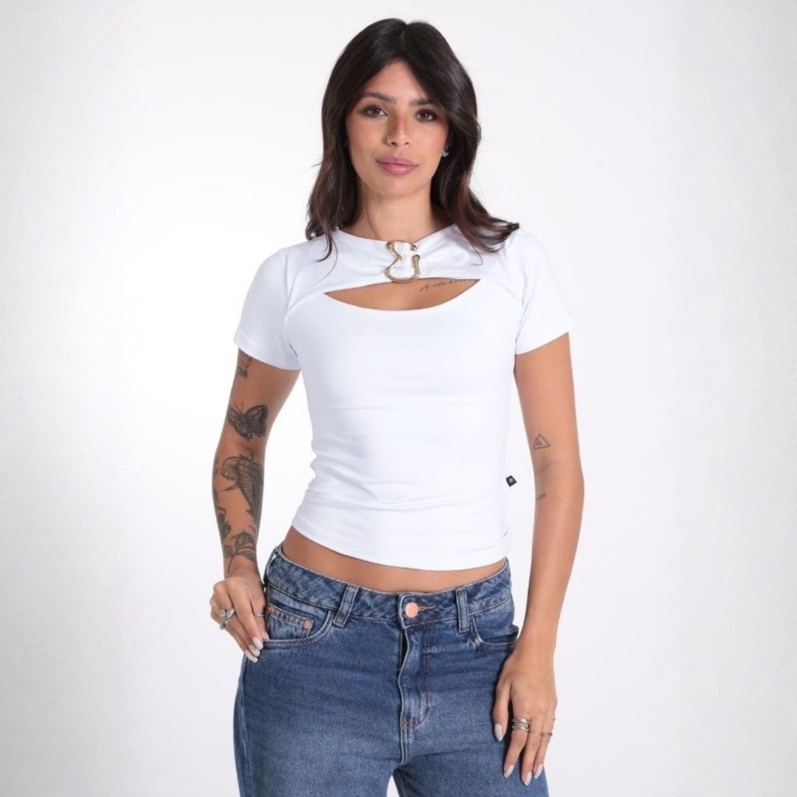 Blusa Com Recortes e Detalhe Feminina Revanche Vergara