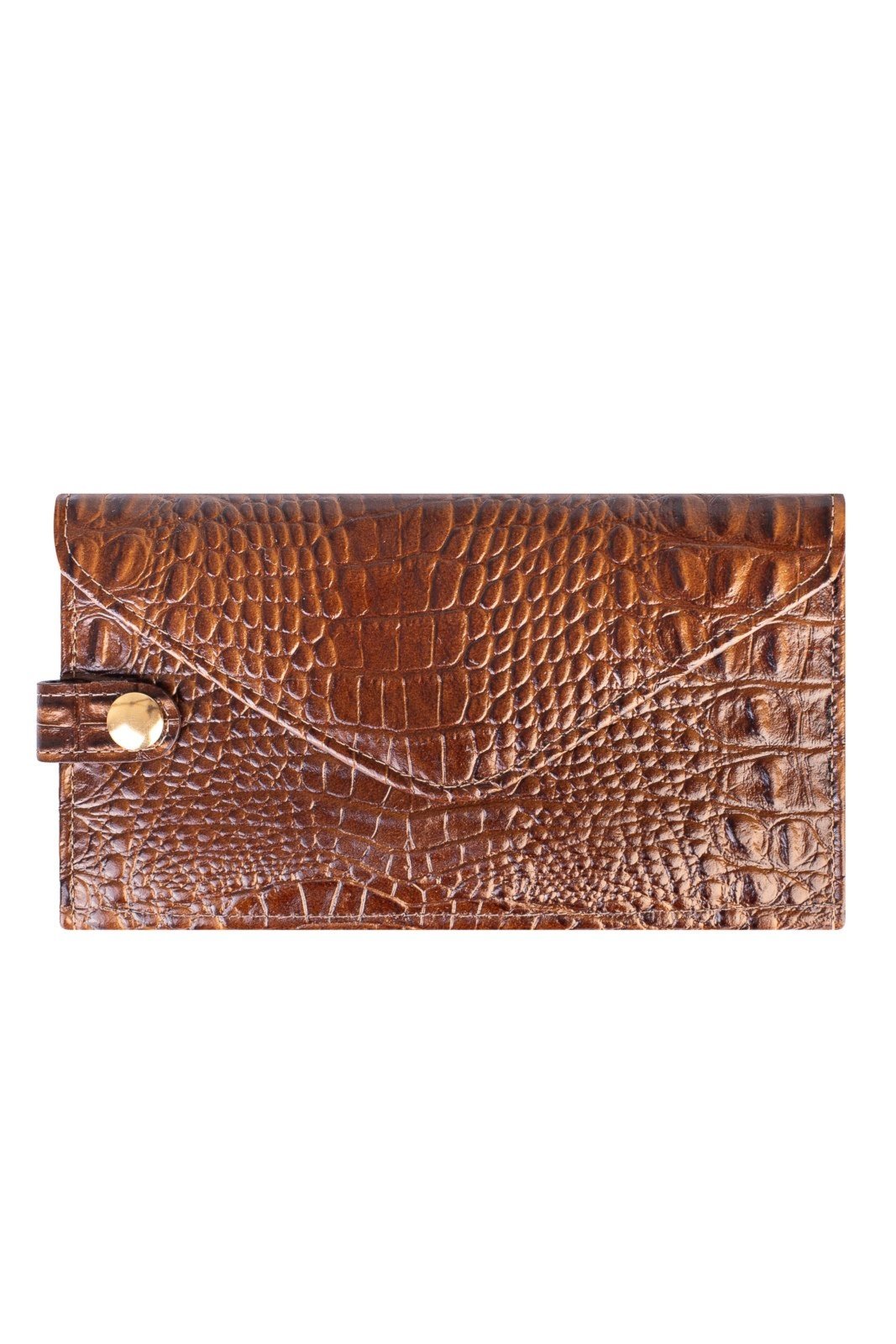Vista 2 Carteira Andrea Vinci Feminina De Couro Croco Clara 10,5x19cm - Whisky preto Andrea Vinci preto