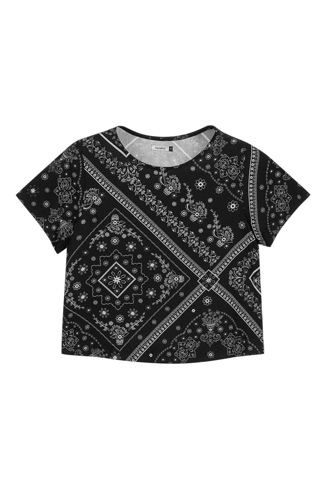 Blusa Feminina Padronagem Floral Marialícia Preto
