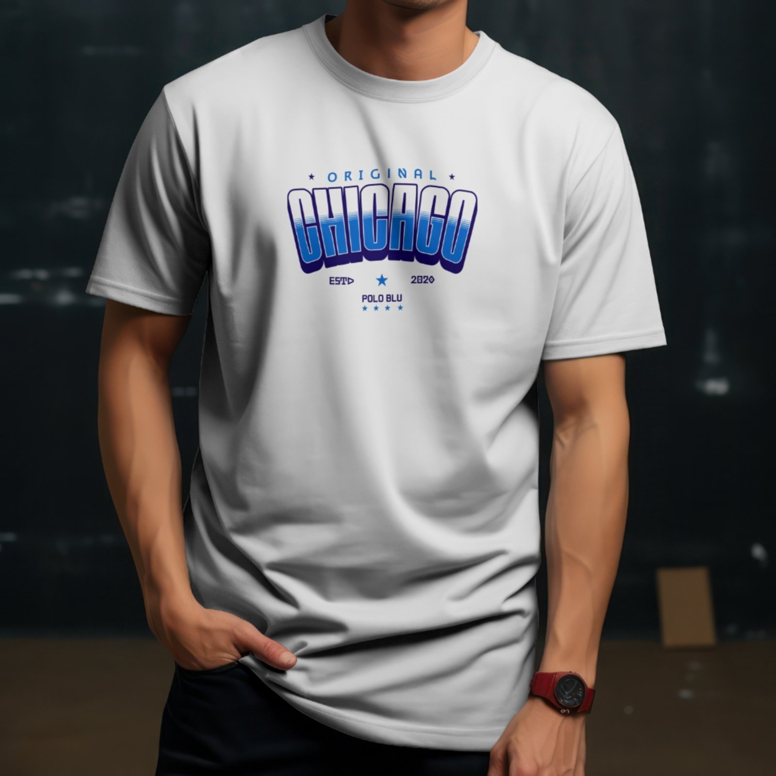 Camiseta Masculina Polo Blu Estampada Moderna em Algodão Branca do P ao G1