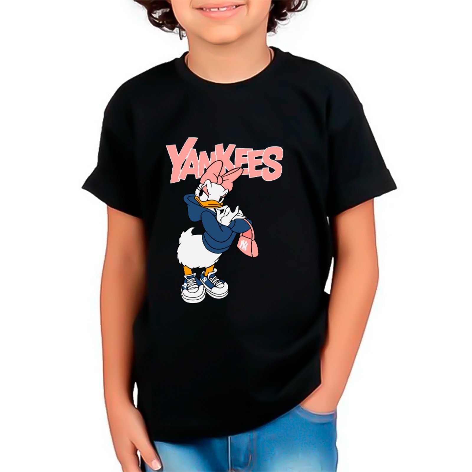 Infantil - Camiseta Pata Margarida Estilo Fashion Urbano Unissex Preto