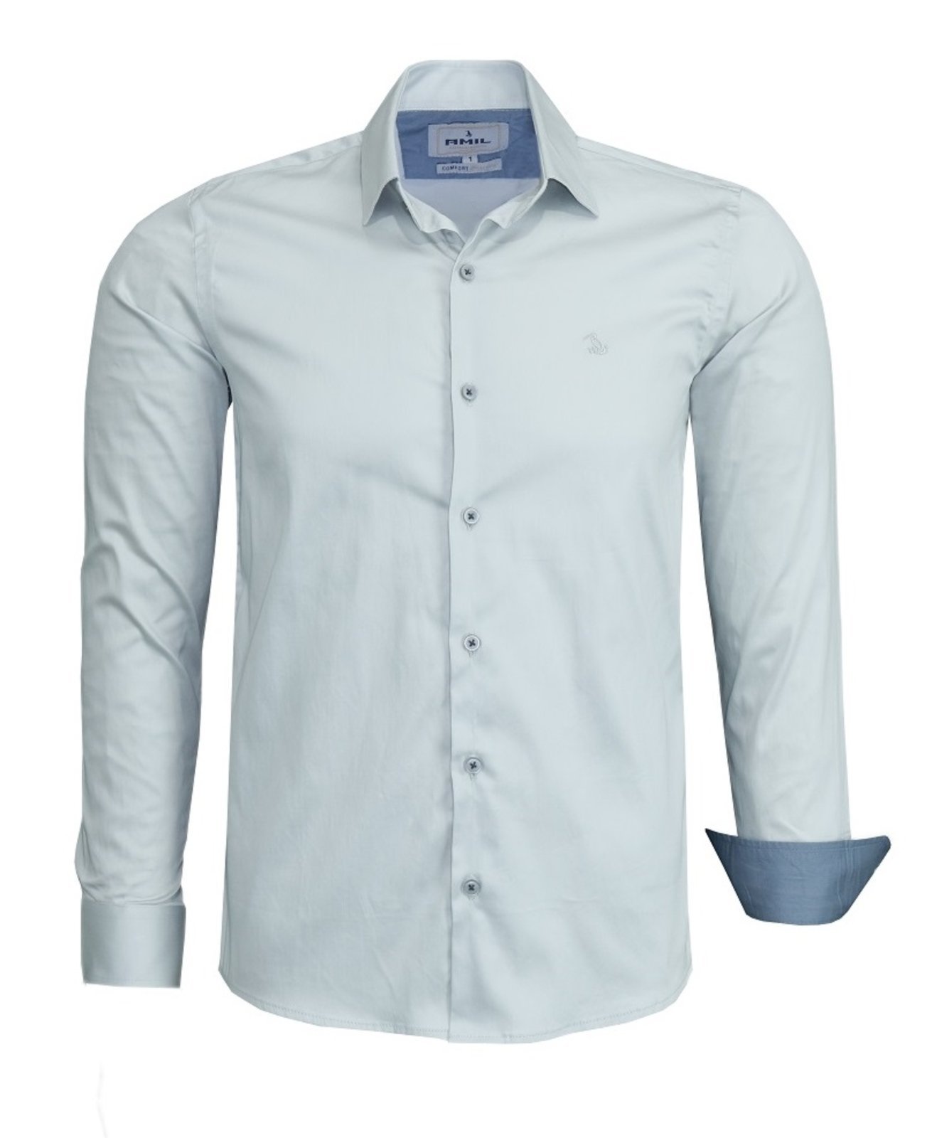 Camisa Social Amil Filati Comfort Algodão Fio60 Com Elastano Acetinado Luxo Prata