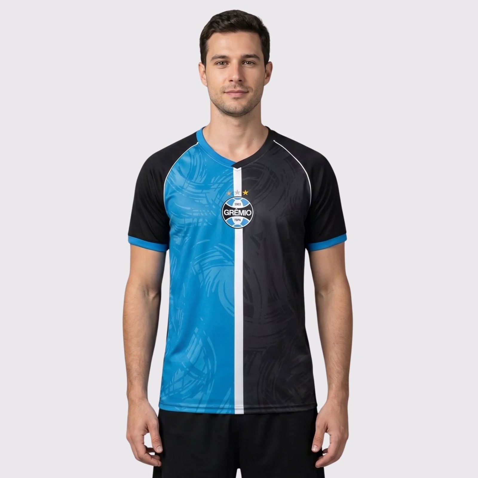 Camisa Grêmio Patter Preta e Azul