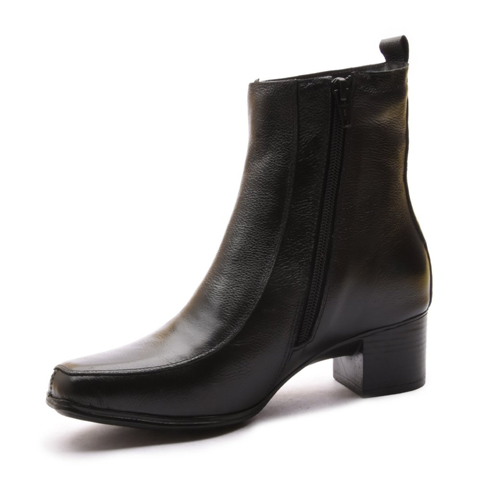 Vista 2 Bota Feminina Em Couro Com Zíper Confortável Fabiana Madus preto Madus preto