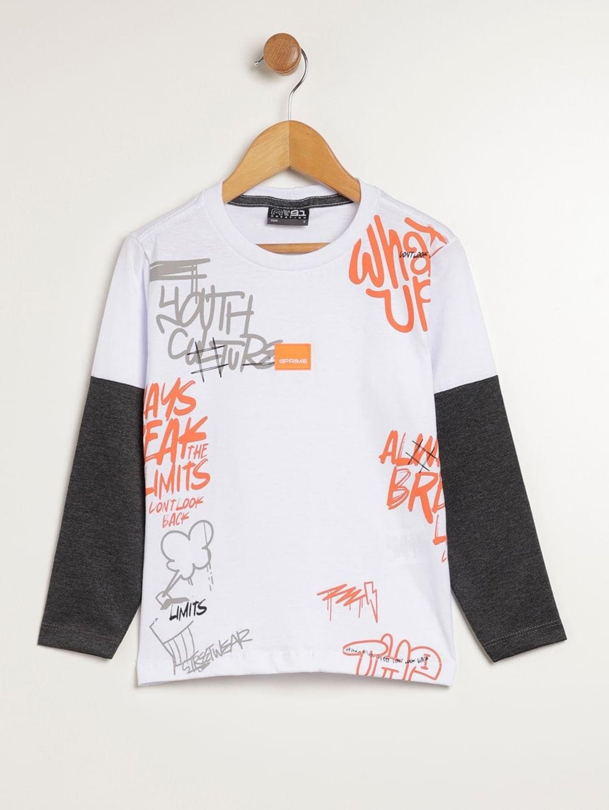 Infantil - Camiseta Manga Longa Para Menino - BRANCO