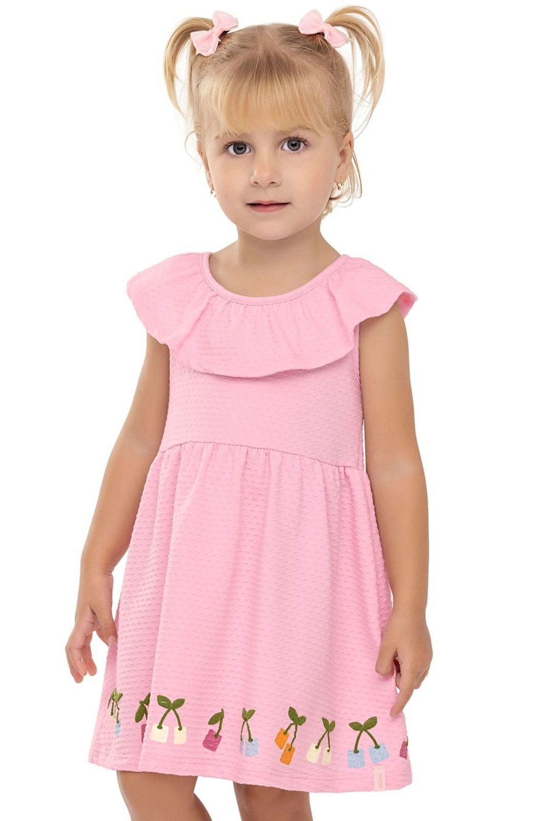 Vista 2 Infantil - Vestido Menina Babado Cereja Elian Elian rosa