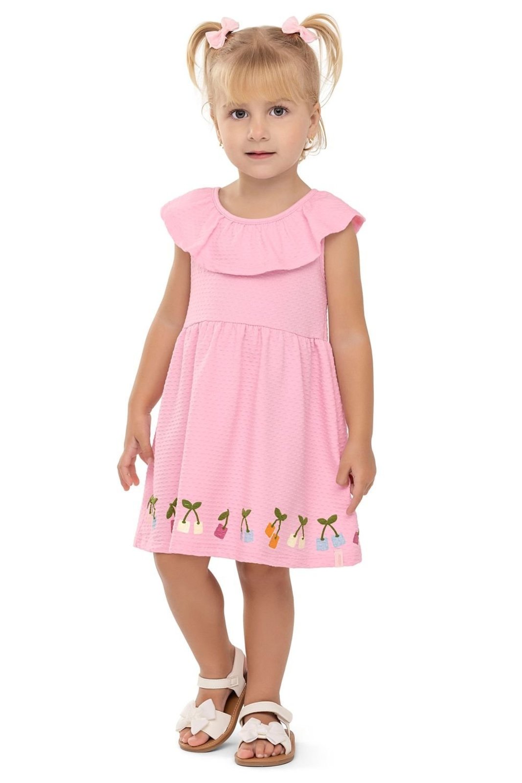 Vista 3 Infantil - Vestido Menina Babado Cereja Elian Elian rosa