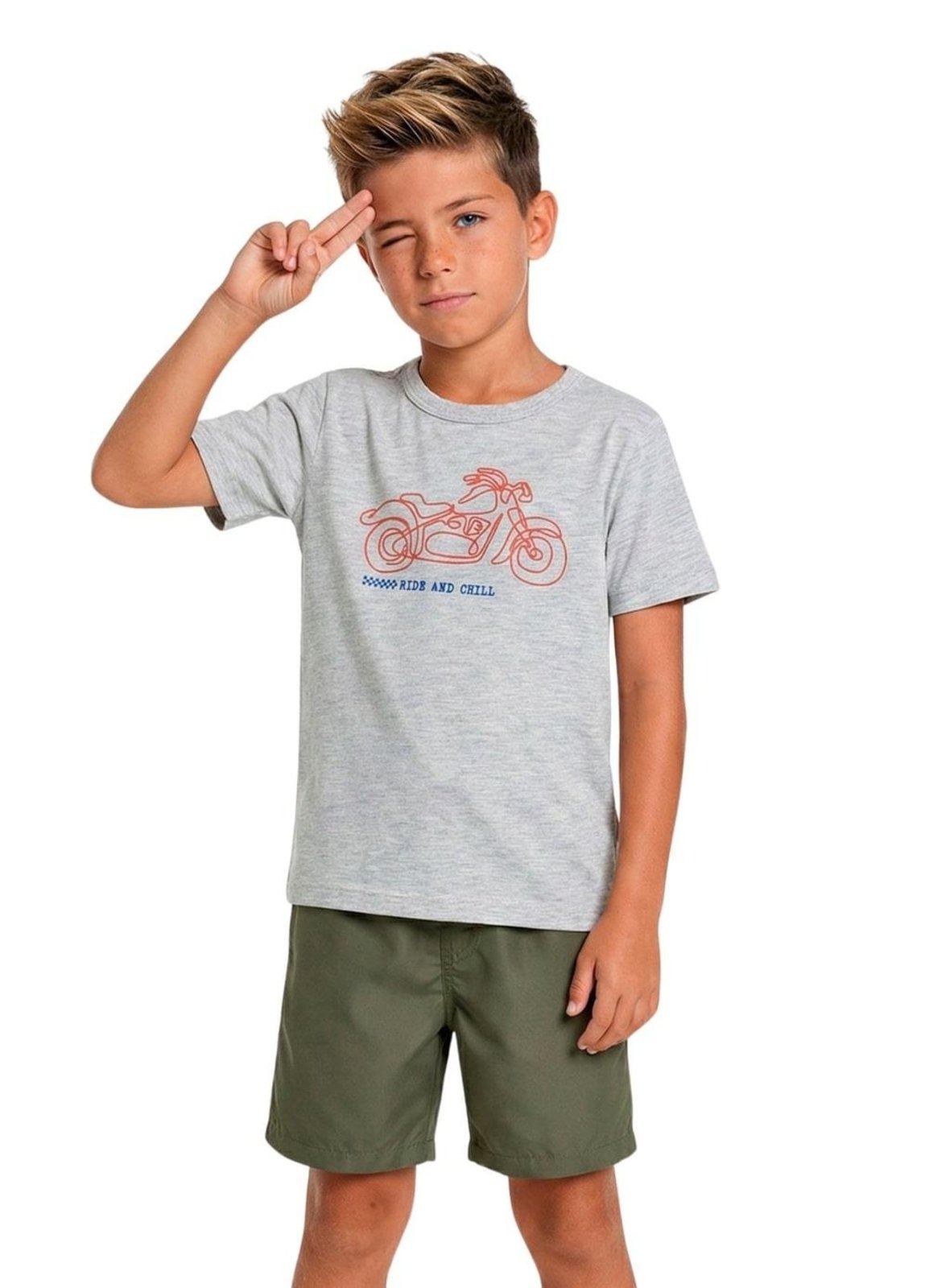 Infantil - Conjunto Menino Moto Alphabeto Cinza Cinza