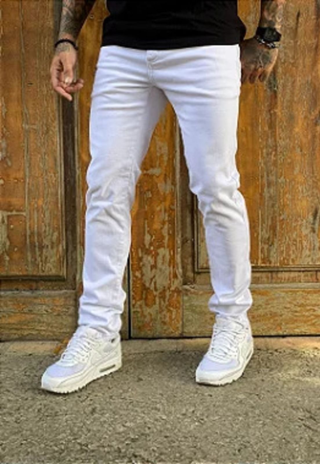 Calça Masculina Branca Sarja Alleppo Jeans Alaska