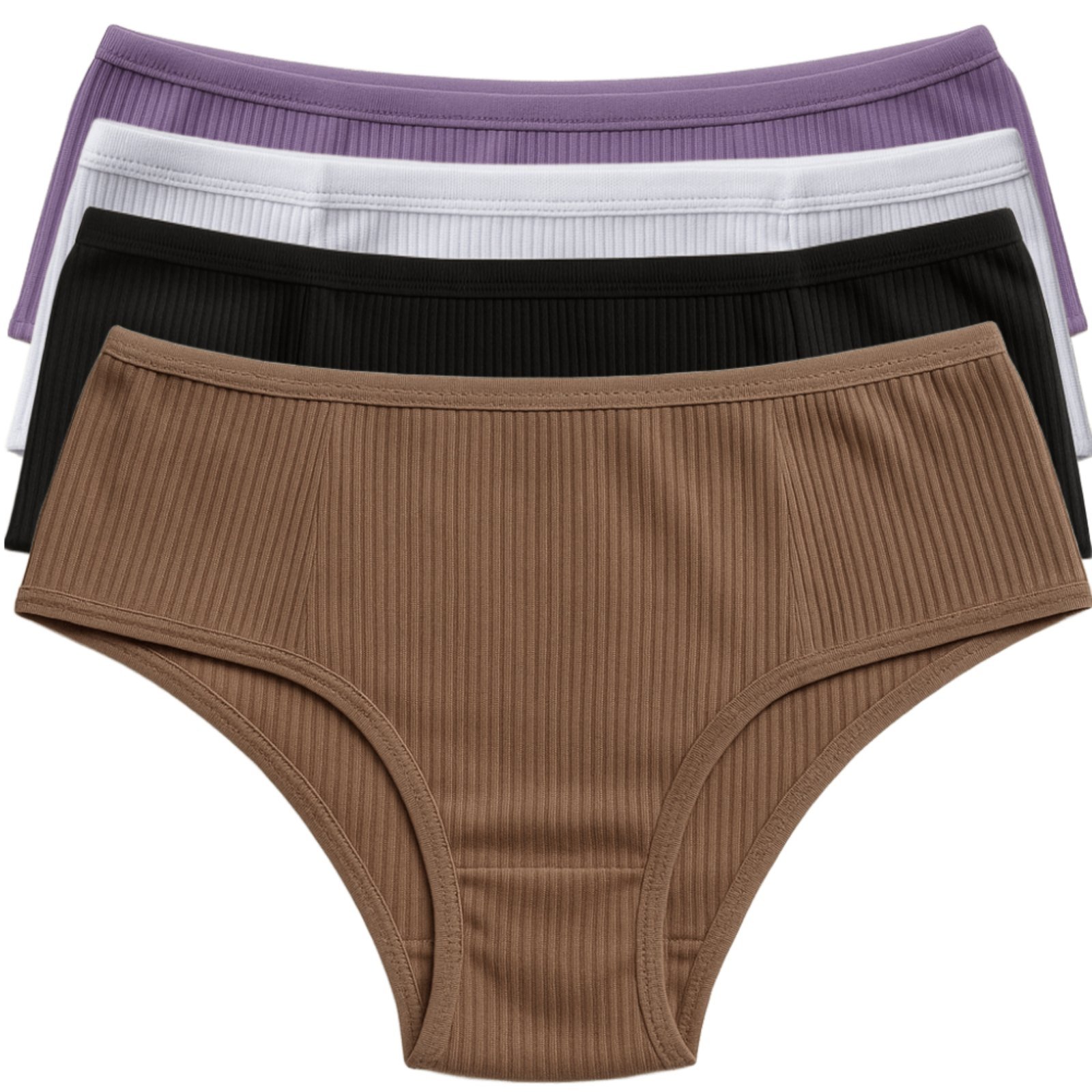 Kit 4 Calcinhas Tanga Reflexo Íntimo Tecido Canelado Básica Uso Diário Multicolorido