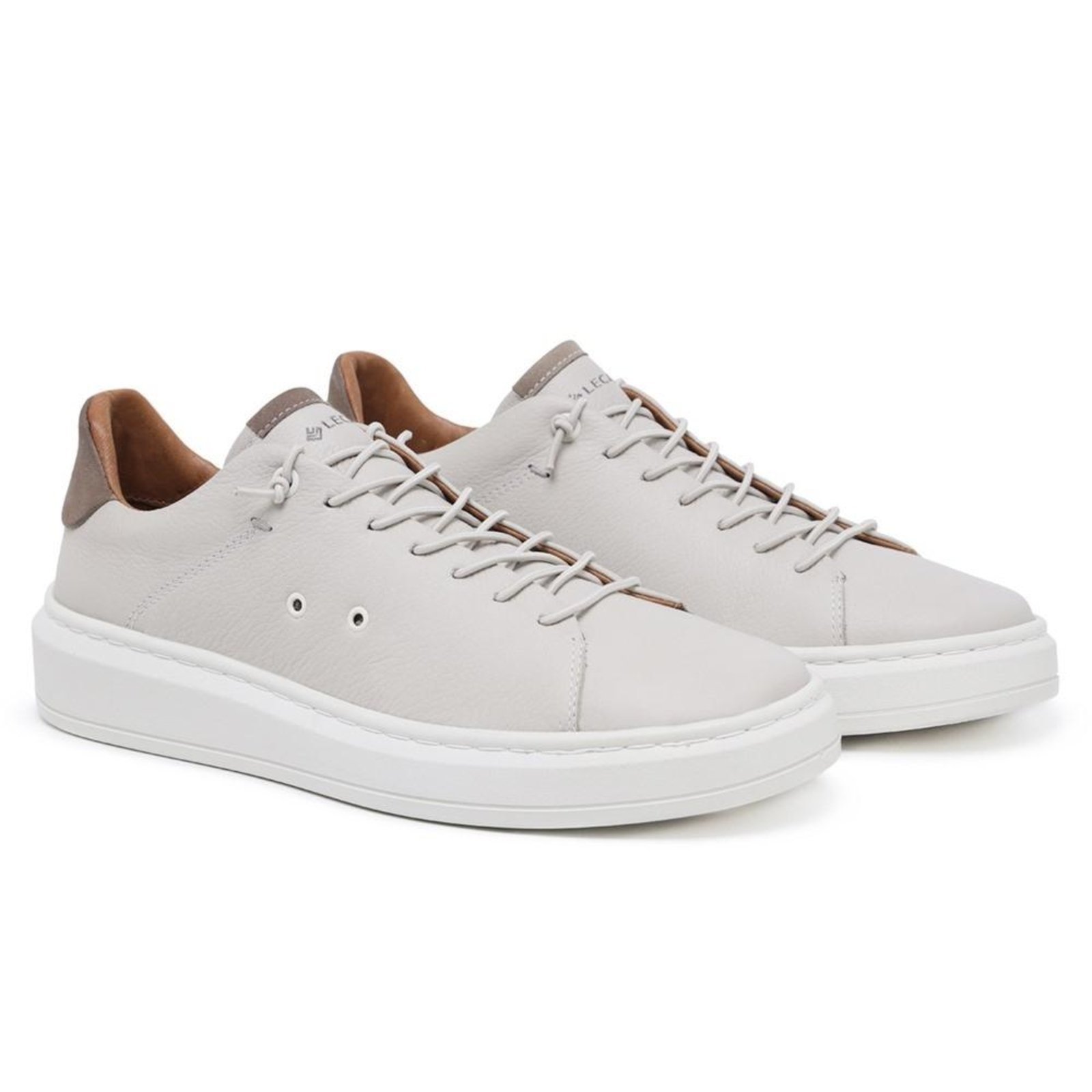 Tênis Masculino Couro Casual Cadarço Conforto Moderno Cinza Claro 37 Cinza