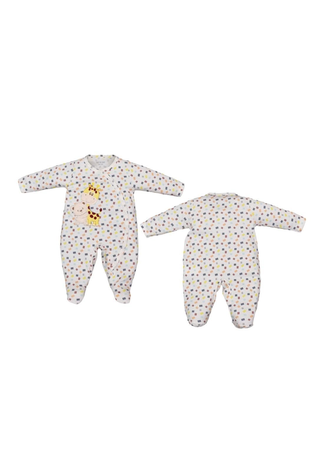 Infantil - Macacão Longo Estampado Girafa Menina Upi Uli P Bege