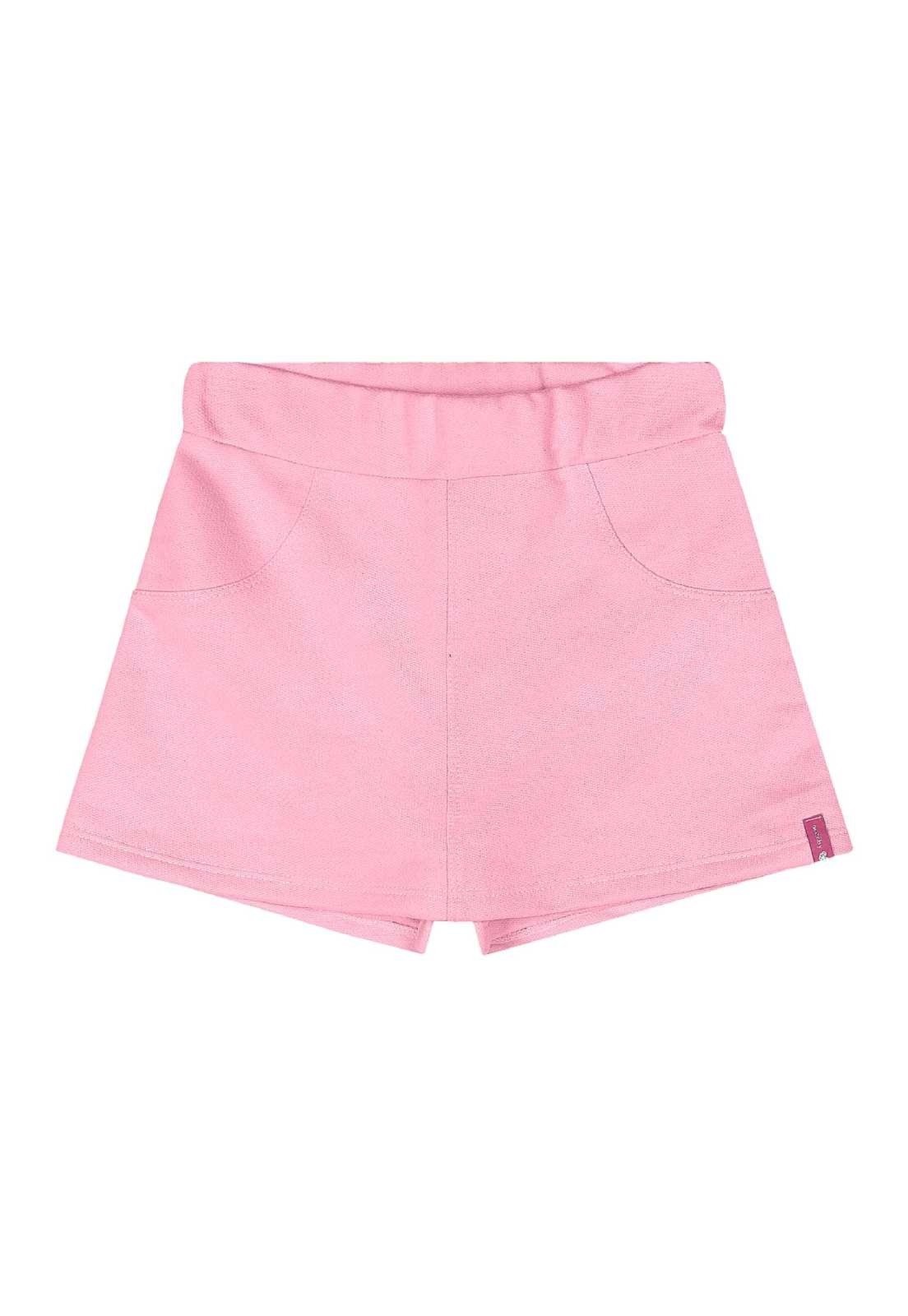 Infantil - Short-Saia em Moletom Menina Quimby Rosa
