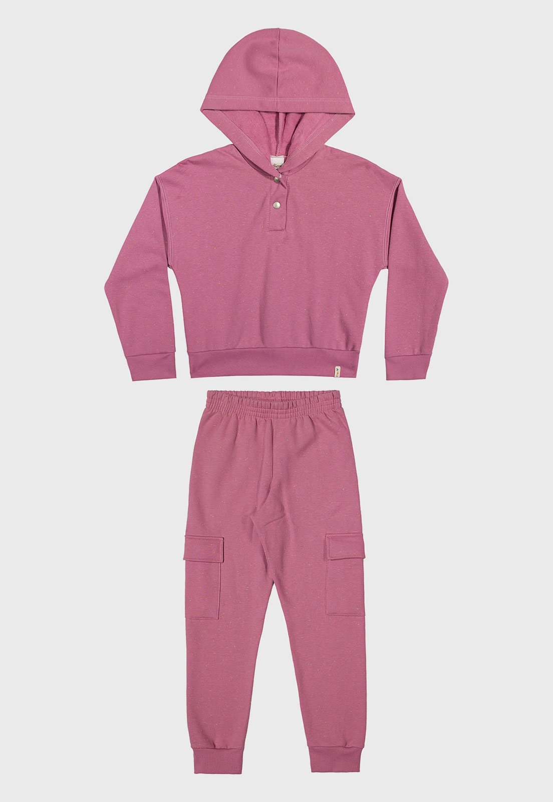 Infantil - Conjunto Elian Capuz e Botões Rosa