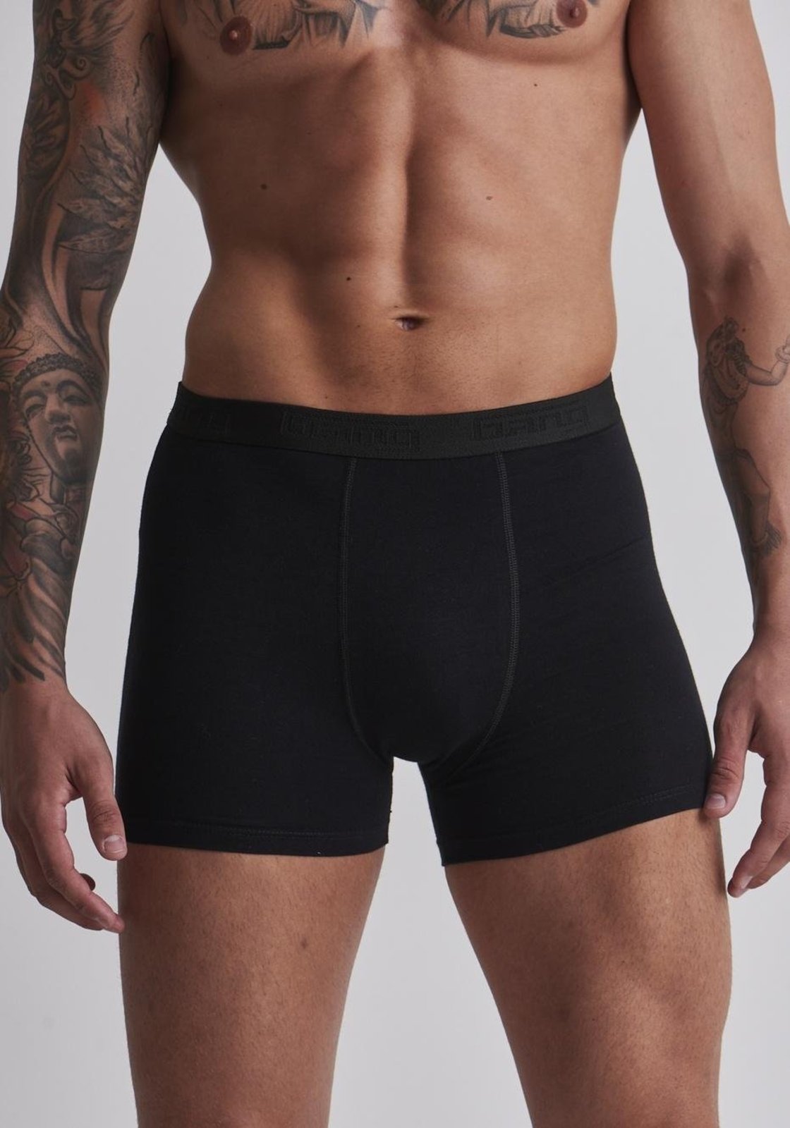 Kit cueca boxer preta e mescla escuro
