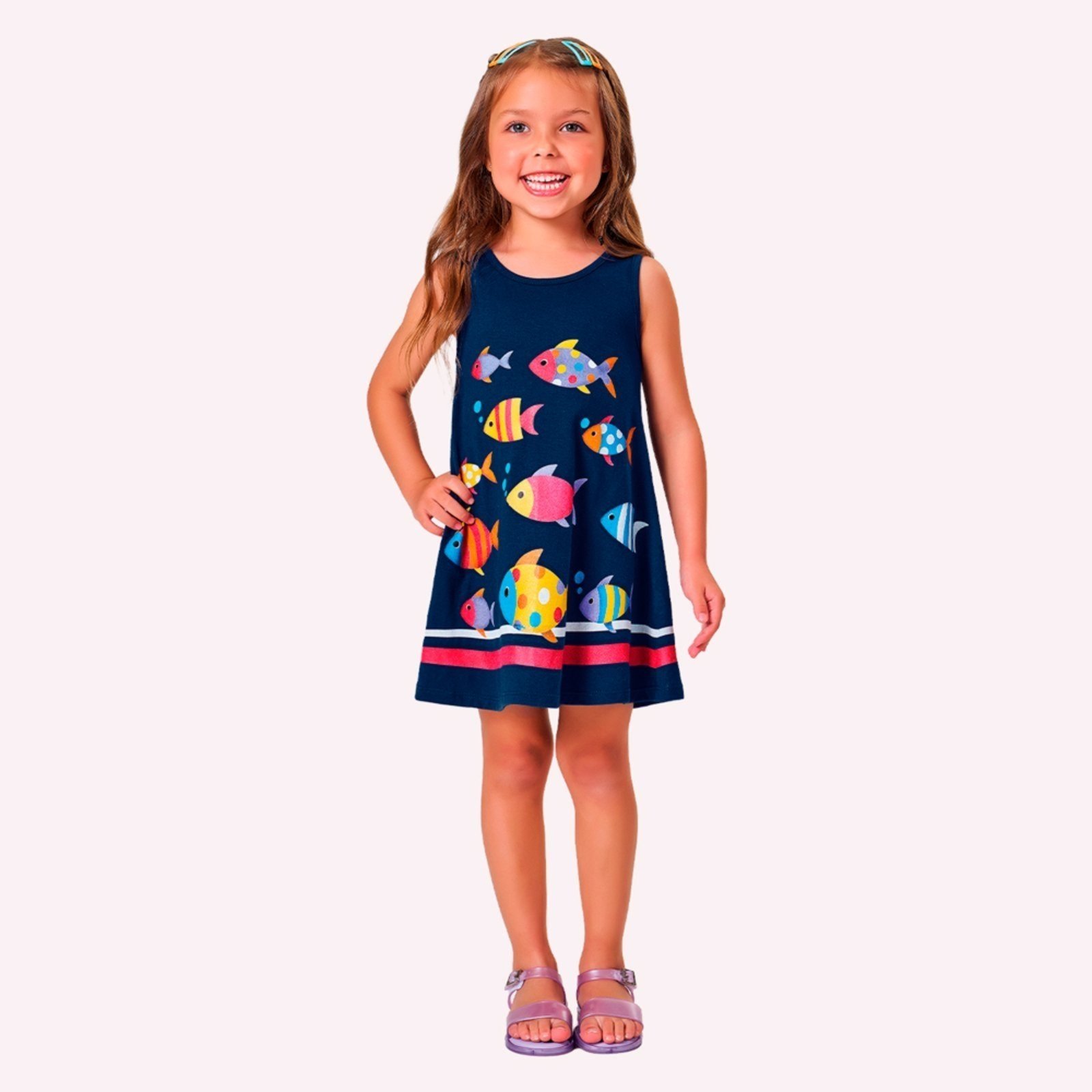 Infantil - Vestido Menina Peixinhos Kyly