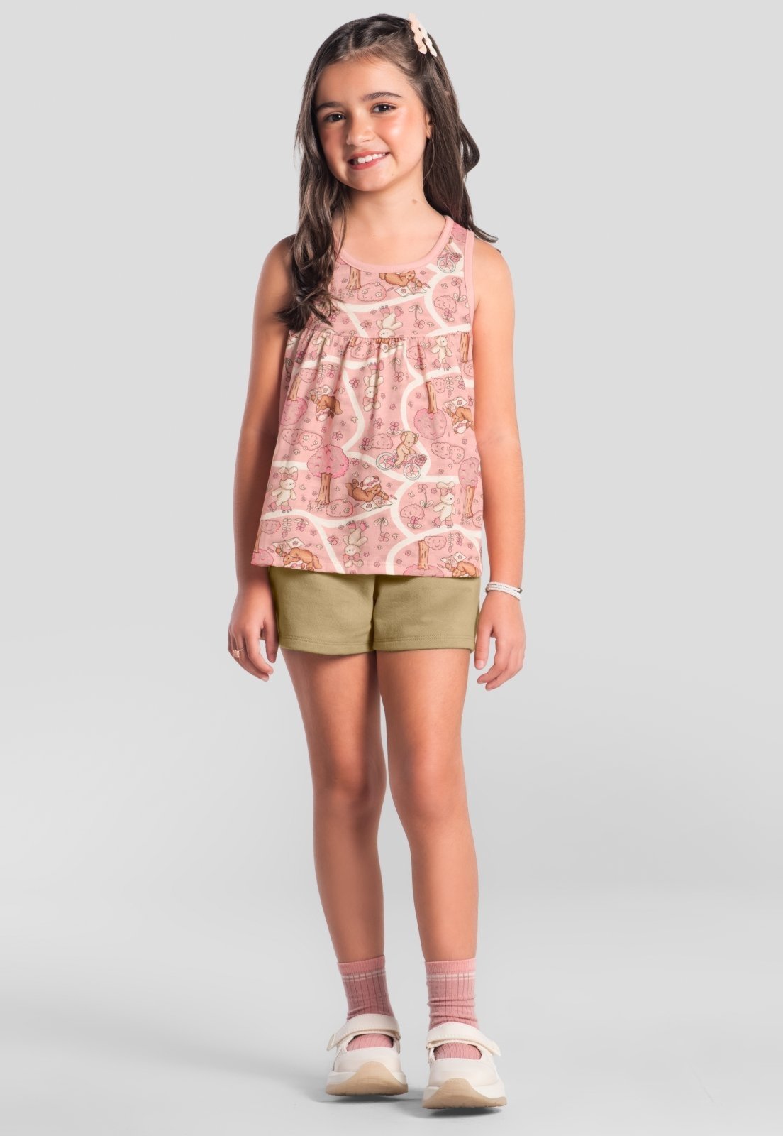 Vista 2 Infantil - Conjunto menina em malha Brandili nude Brandili nude