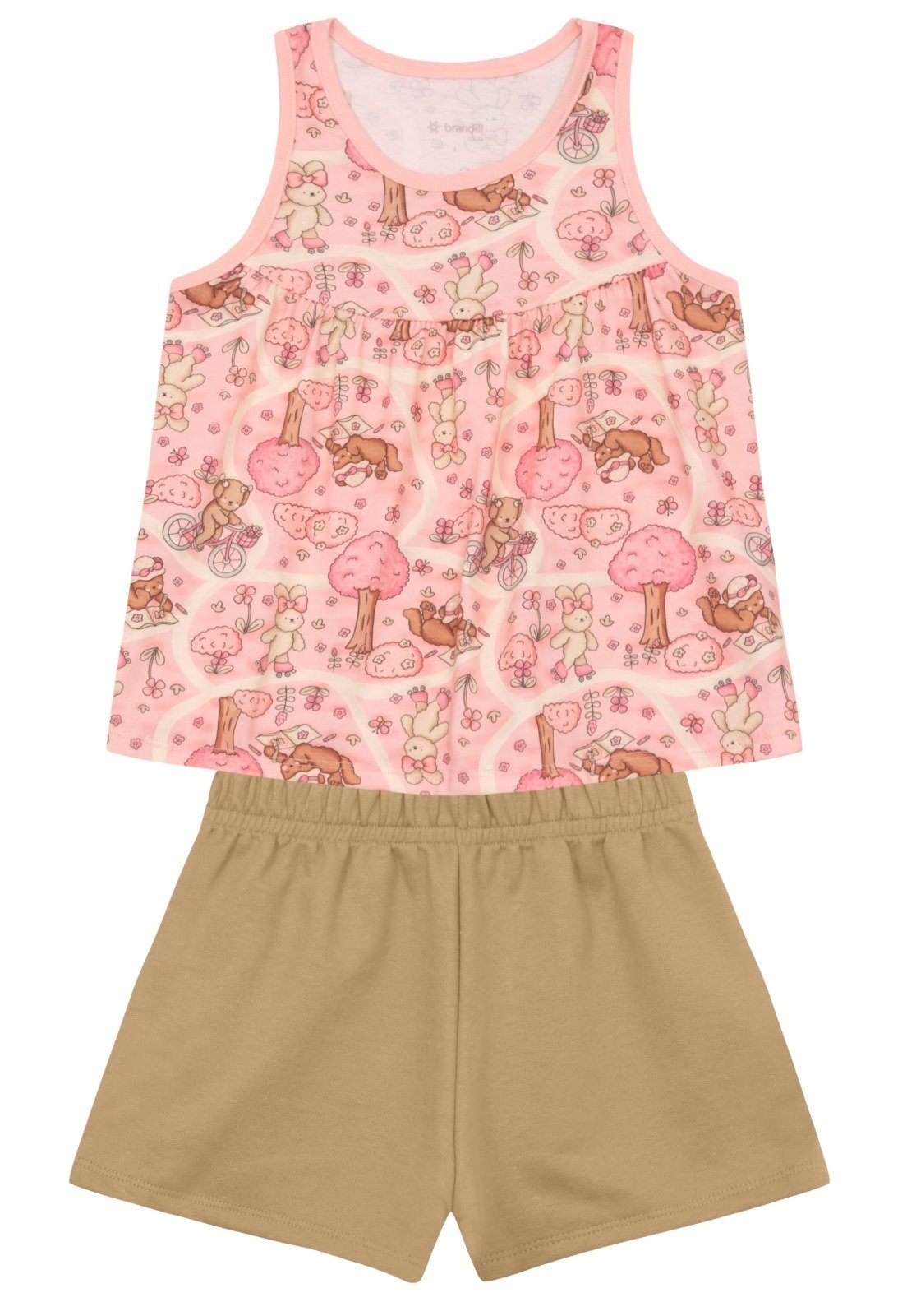 Vista 3 Infantil - Conjunto menina em malha Brandili nude Brandili nude