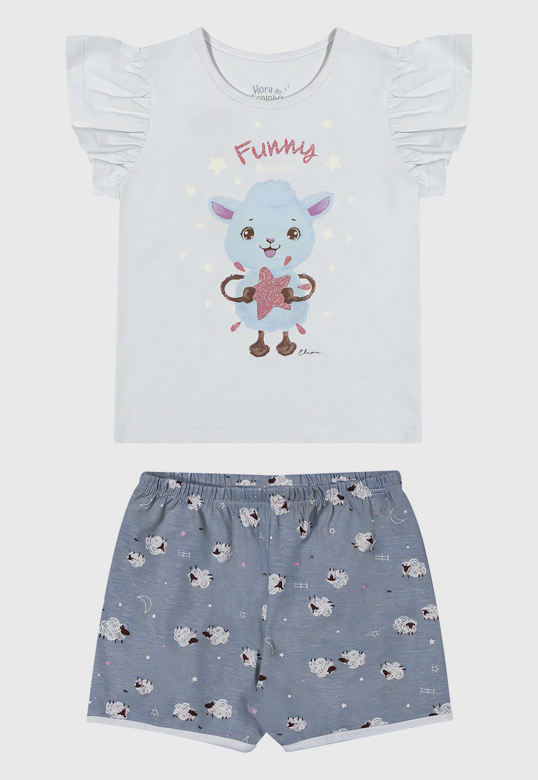 Vista 2 Kit Pijama 2pçs Elian Curto Blusa E Short branco Elian branco