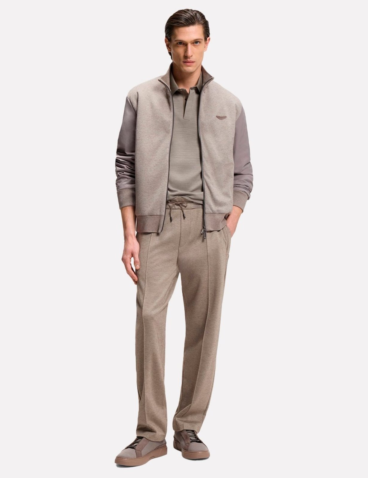 Calça Hugo Boss x Aston Martin Masculina Moletom Regular Fit C-Levete 242_AM Marrom Claro Mescla