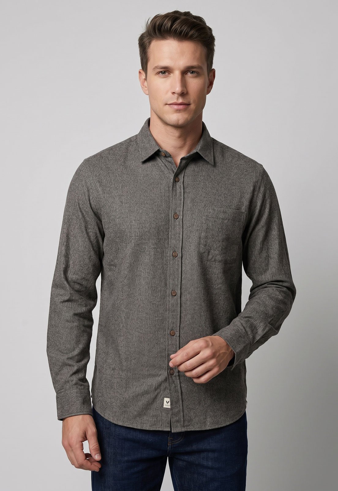 Camisa Masculina Zapälla Flanela Mescla Marrom